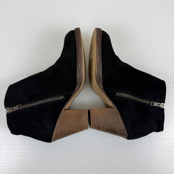 Like New Steve Madden RESOLV Black Suede Leather Ankle Boots Block Heel - Picture 5 of 12